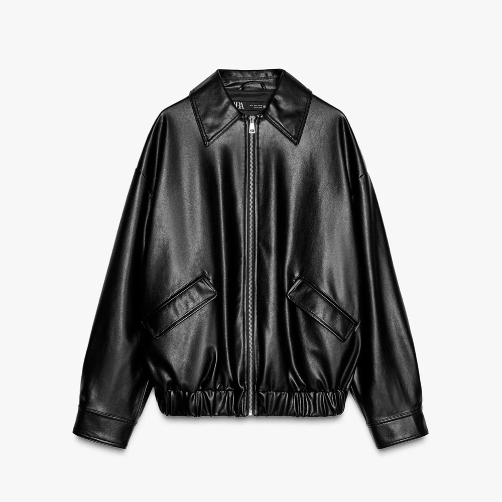 SOLD on Depop | ZARA FAUX LEATHER OVERSIZED JACKET